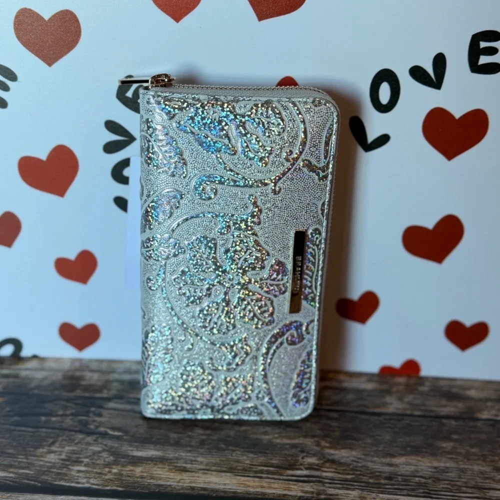 Brahmin Chrome Estonia SURI Wallet Holographic Silver Chrome Sparkle NWT FIRM - Picture 7 of 11